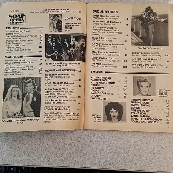 Vintage Soap Opera Digest June 17, 1986 - Picture 2 of 3